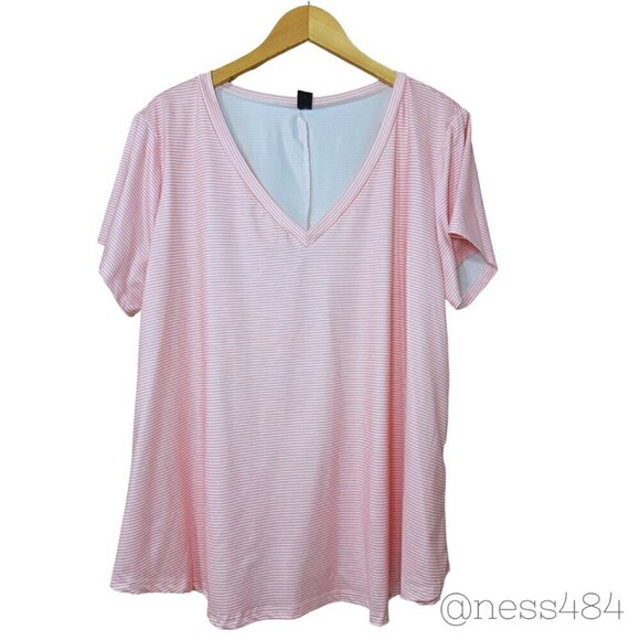 SHEIN Set of Plus Size Striped Shirts (2), Pink & Navy Size 3XL - Picture 1 of 7